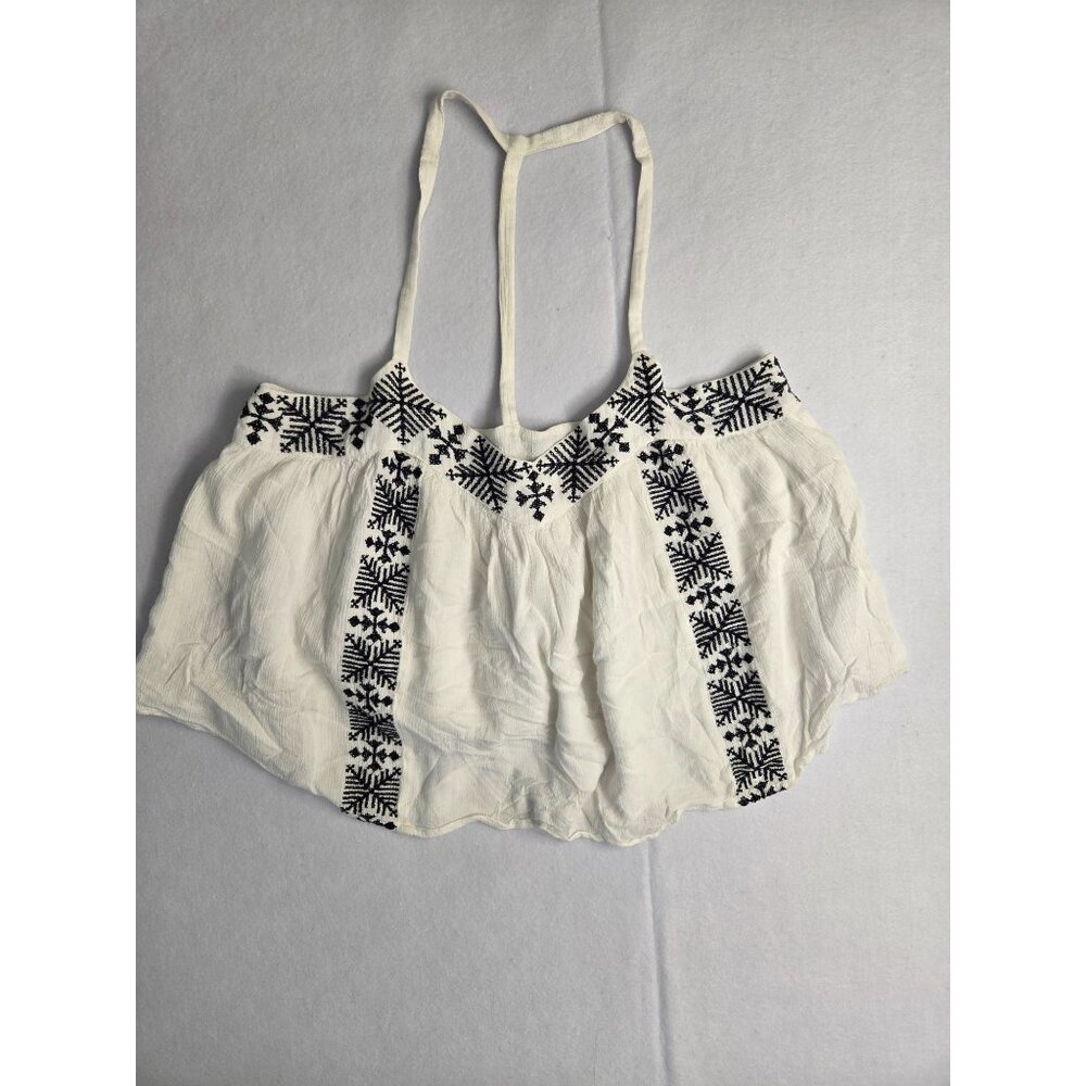 VTG Abercrombie Fitch‎ Y2K Womens White Babydoll Embroidered Cotton Tank Top